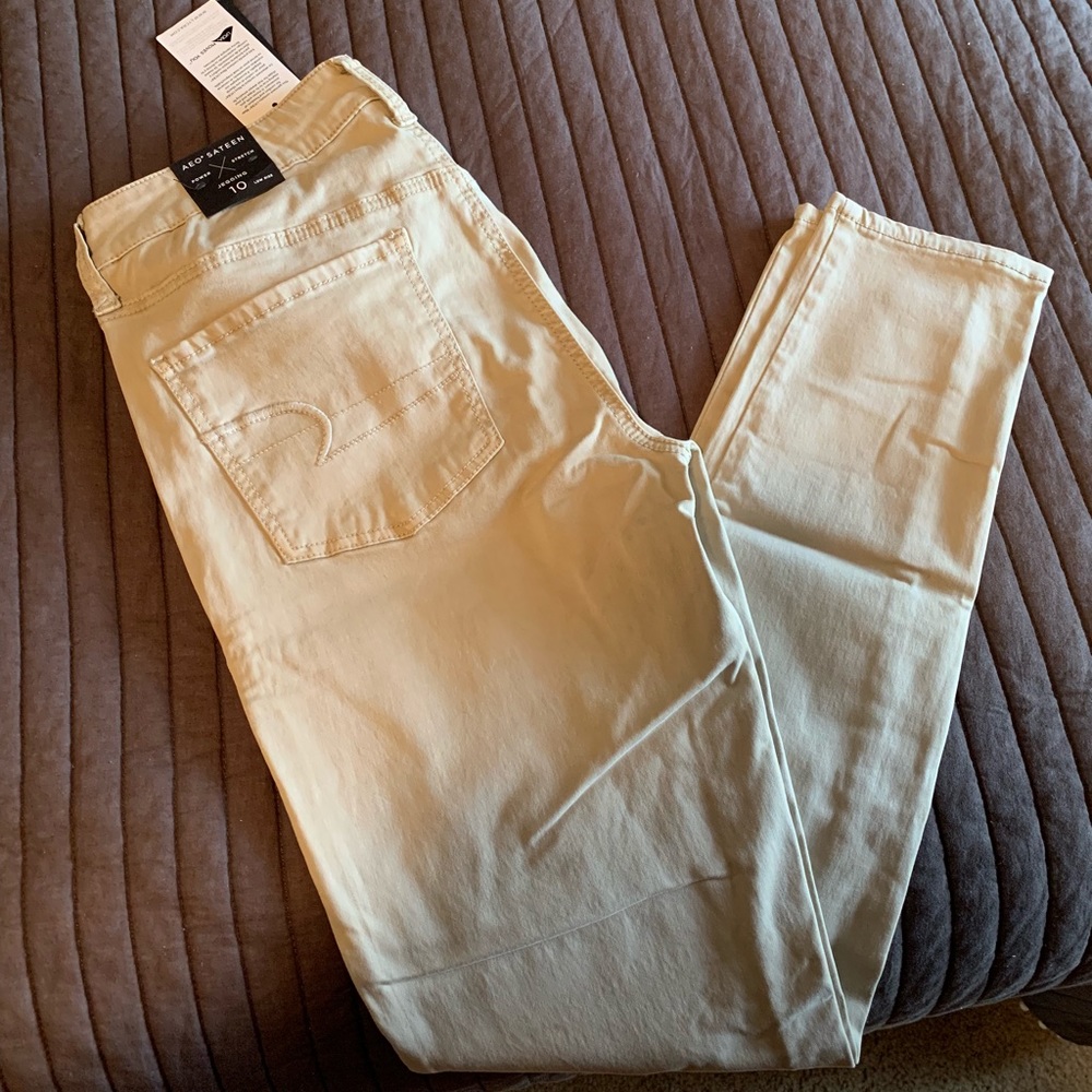 Tan American Eagle power stretch jegging